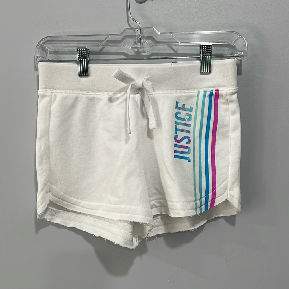 Girls Justice lightweight active white shorts size 12 NEW